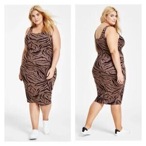Bar III Zebra-Print Bodycon Midi Dress - NWT - 2X